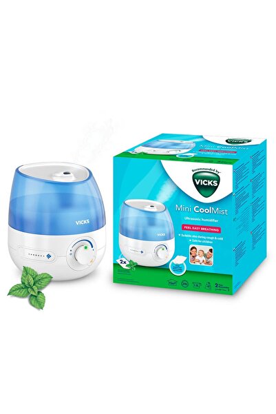 Vicks مرطب هواء بالموجات فوق الصوتية صغير الحجم (مضغوط، هادئ، للنوم، للسعال، للبرد، للزيوت، 15 متر مربع) VUL525