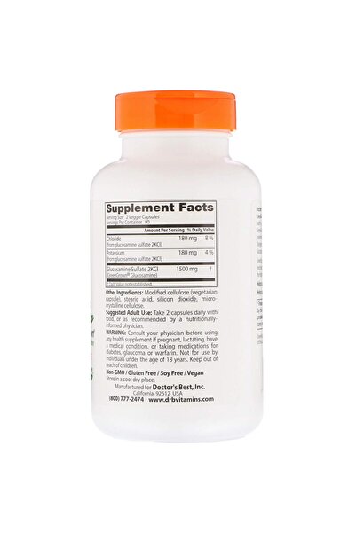 ActiveBee Supplements Doctor's Best Vegan Glucosamine Sulfate with GreenGrown (750mg, 180 Veggie Caps)