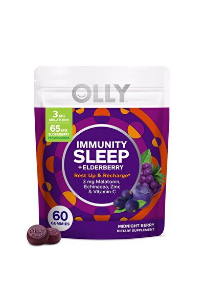OLLY Immunity Sleep Gummy, 3mg Melatonin, Echinacea, Zinc, Vitamin C, Berry - 60 Count