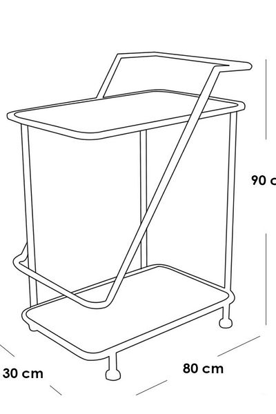 Generic عربة تقديم معدن و زجاج  - 80×30×90 سم