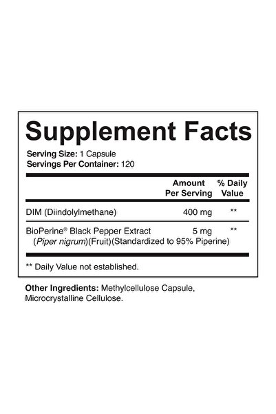 Nutriflair DIM Supplement 400mg with Bioperine, 120 Capsules - Hormone Balance, Menopause, PCOS, Acne Support