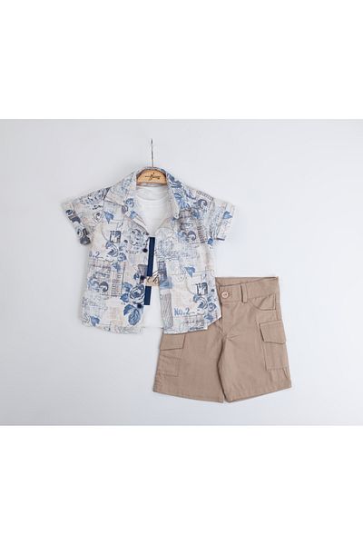 Tuffo Kids Cămașă cu mânecă scurtă și CAPRI Buzunar cargo Costum băiat din 3 piese