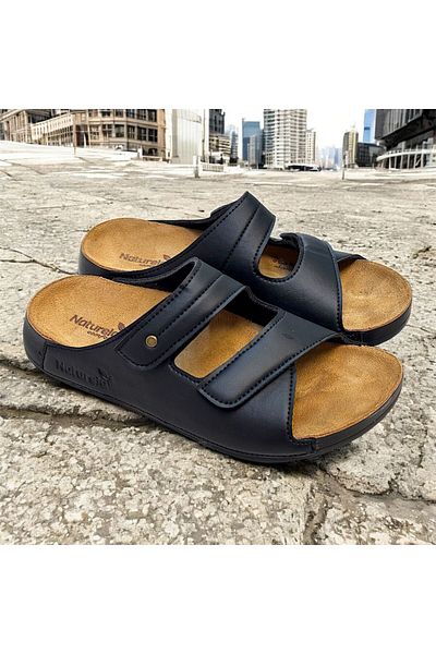 KAFKASLAR AYAKKABI Kafkaslar Mother Slippers with Full Orthopedic Interior Leather Velcro