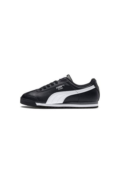 Puma Roma Basic Unisex Sports Shoes 353572-11 Black-White-Silver
