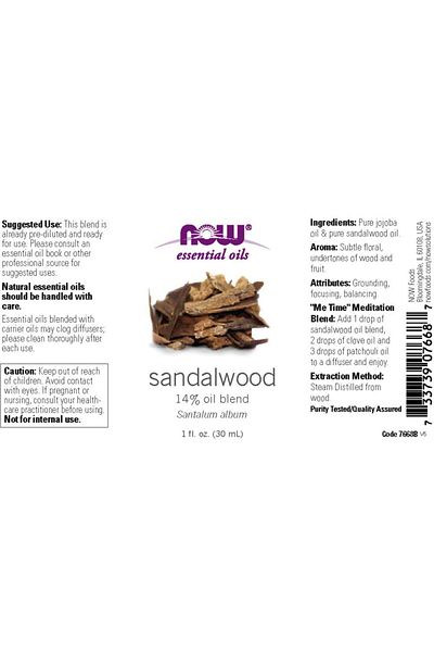 Now Foods Sandalwood Oil, 14% Blend in Jojoba, Grounding Aromatherapy, Child Resistant Cap, 1-Ounce