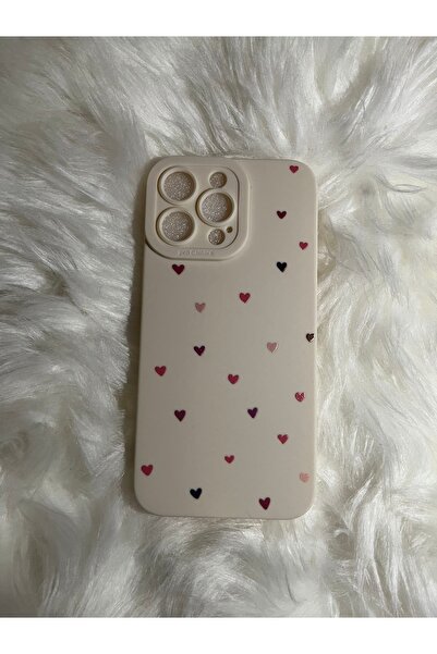 İphone 14 pro max bej kalpli kılıf