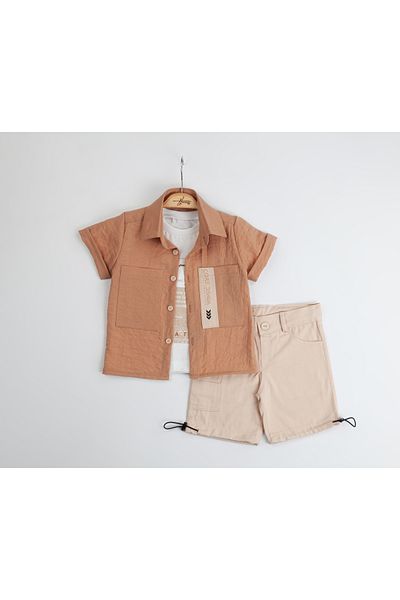 Tuffo Kids 3 Piece Boy's Suit with Short Sleeve Shirt and Elastic Capri