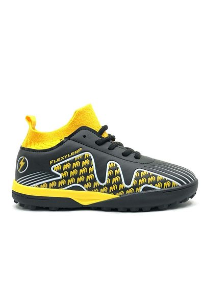 Kids Club Shoes Pantofi Cool pentru copii cu șosete Pele - NEGRU GALBEN