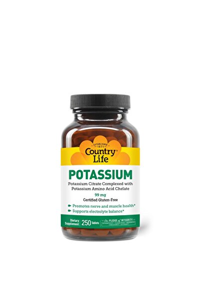 COUNTRY LIFE أقراص البوتاسيوم 99 مجم - مشتقة من نبات الصبار، تدعم الجهاز العص...