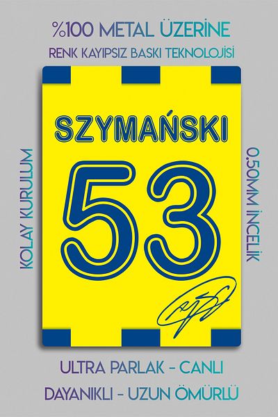 DekorHane Metal Print - Signed Szymanski, Yellow Navy Fan, Decorative Painting