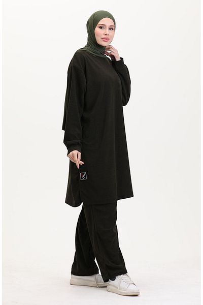 sefamerve Tunic-Pants Double Suit 0568-01 Khaki Model