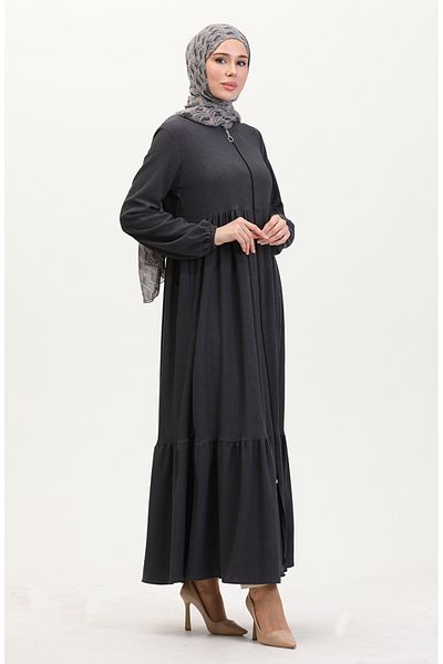 sefamerve Bürümcük Ύφασμα με φερμουάρ με κορδόνι 1018-10 Anthracite