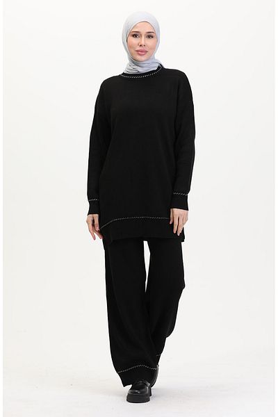 sefamerve Striped Knitwear Suit 3085-03 Black