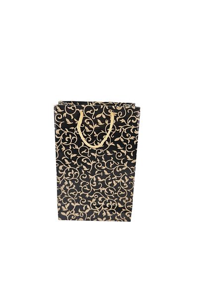 ÖZER KUTU Black with Gold Pattern (Pack of 25) Cardboard Bag 12X17