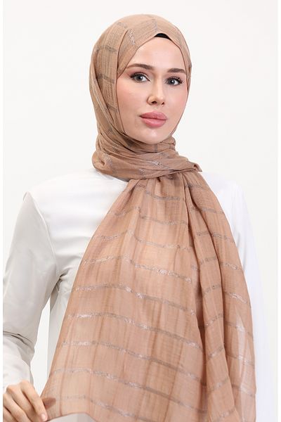 sefamerve Σάλι από λινό Lurex, Μοντέλο Mink 2072-06