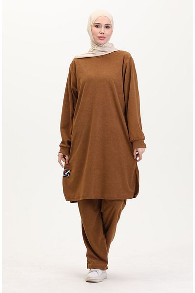 sefamerve Tunic Trousers Double Suit 0568-04 Tan