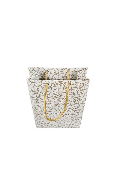 ÖZER KUTU White with Gold Pattern (Pack of 25) Cardboard Bag 12X17