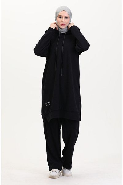 sefamerve Hooded Tunic Trousers Double Suit 0566-06 Navy Blue