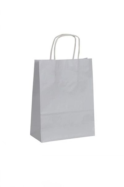 MARFİ Silver Colored Paper Bag Set with Twist Handle - 5 Pieces