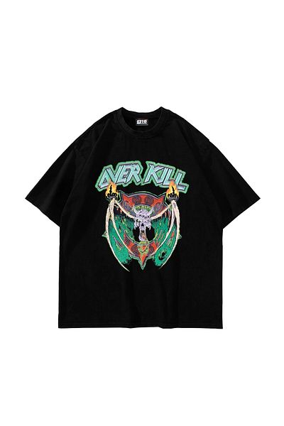 Sekizbiraltı Over Kill Printed Oversize Unisex Μαύρο Tshirt
