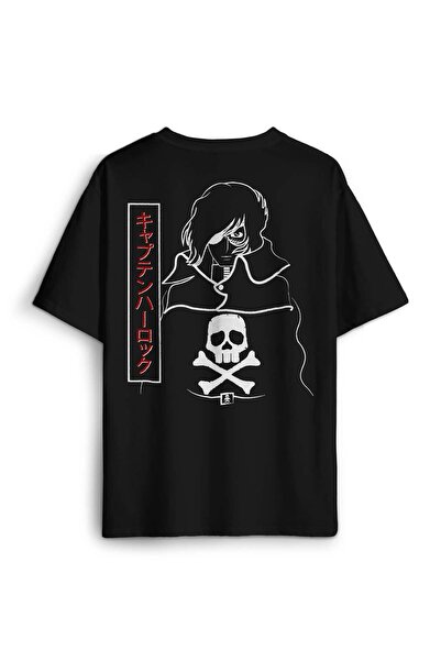 ZOKAWEAR Μπλουζάκι Captain Harlock Anime Retro Space Pirate με στάμπα, Oversi...