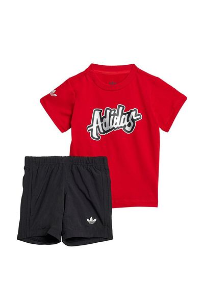 adidas Baby Red Baby Tracksuit Set Short Tee Set Jc9102