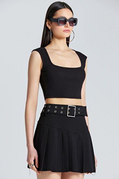 World Fashion Trends 2546 Χοντρό λουράκι Μαύρο Crop