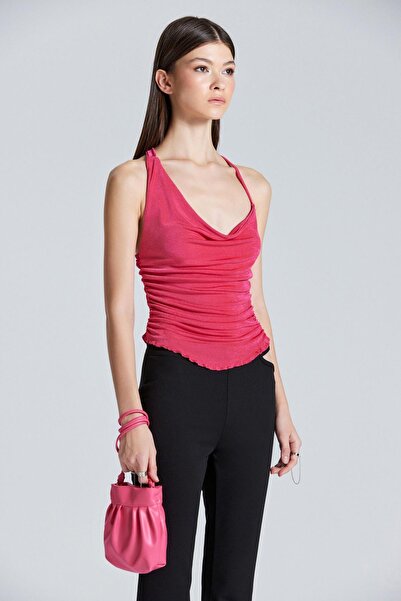 World Fashion Trends 2427 Φούξια Μπλούζα με Σταυρό Πίσω Λουράκι