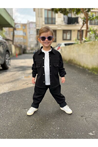 aynuraa Set 3 piese pentru băieți din Gabardină – Jachetă + Tricou + Pantaloni – slim fit