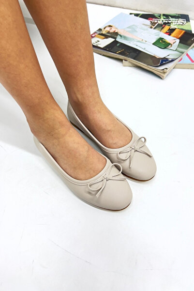 inizio Beige Bow Women's Ballerina Shoes P9009
