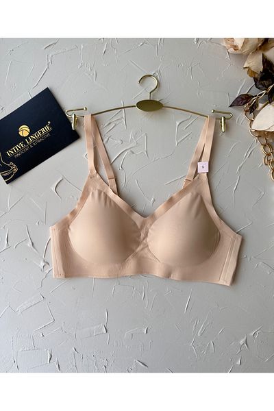 İntive Lingerie Sutien cu bretele subțiri semi-push-up din mătase de gheață, fără cusături, importat de Carma