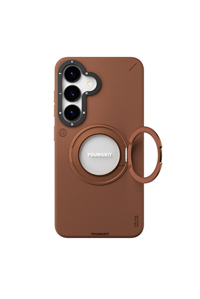 Youngkit Galaxy S25 Kılıf Magsafe Uyumlu 360 Standlı Mat Deri Youngkit Tech L...