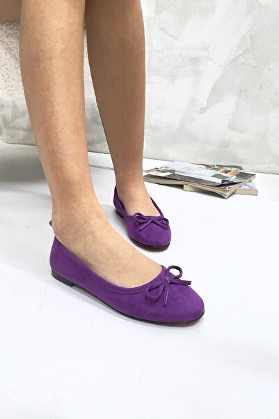 inizio Purple Suede Bow Women's Ballerinas P9009