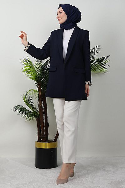 GİYZAMİLA Μπουφάν με επένδυση Navy Blue Leopard