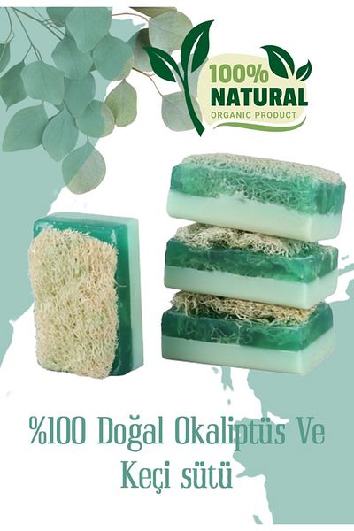 Bounties Natural Eucalyptus & Donkey Milk Pumpkin Fiber Soap – Purifying & Renewing