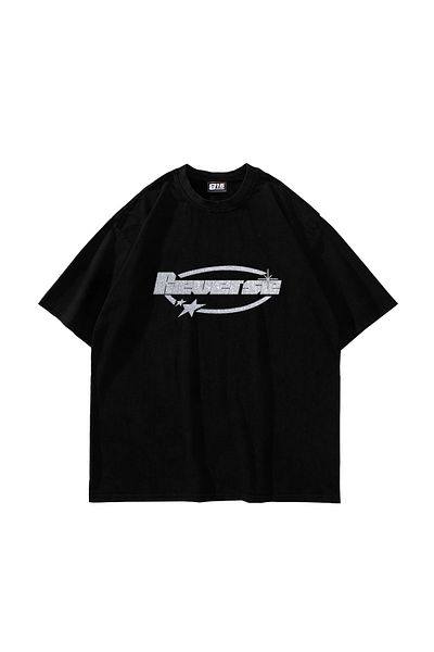 Sekizbiraltı Μαύρο μπλουζάκι Unisex με στάμπα Reverse Stone