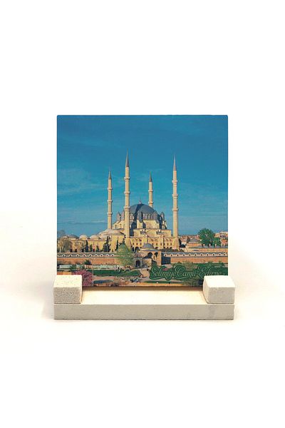 Sadrazam Suport de birou din piatră naturală imprimat Edirne Selimiye 10x10 Krt-164