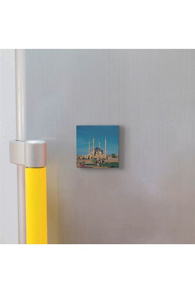 Sadrazam Magnet din piatră naturală imprimat Edirne Selimiye 5x5 Krt-164