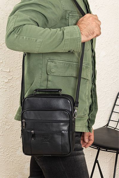 Newish Polo Men's Genuine Leather Cross Strap Hand and Shoulder Bag (Large Size: 23 X 20 cm)