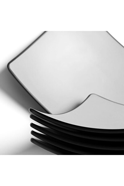 mastergold 6 Piece of Melamine Square Serving Plates (22.5cm)for Noodles, Appetizers and Salad | Microwave Safe