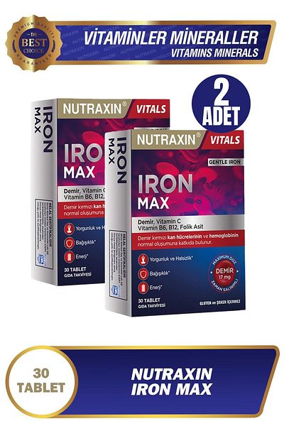Nutraxin Iron Max 17 Mg 30 Tablets 2 Pieces