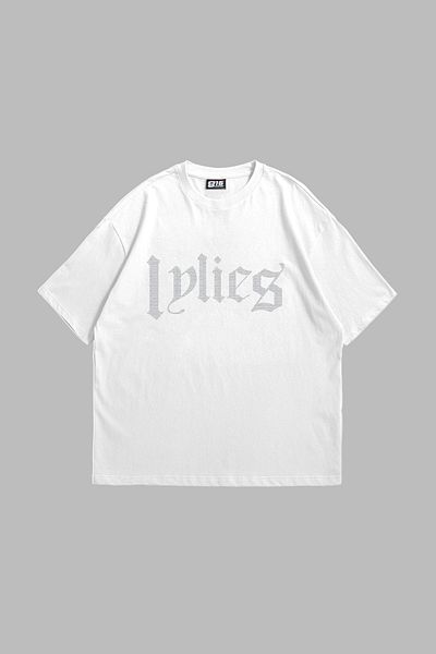 Sekizbiraltı Lylies Stone Print Oversize Unisex Λευκό Tshirt