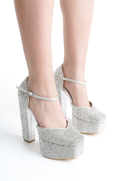 Limeo Special Stone Paved Platform High Heel Women's Wedding Wedding Engagement Medium Thick Heeled Evening Dress Shoes