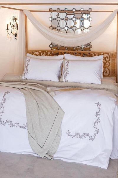Altınbaşak Altınbaşakmaria Ivory Linen Double Duvet Cover Set
