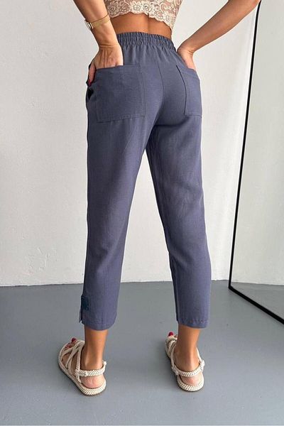 bb butik basic Pantaloni morcovi din muselină de in B8871