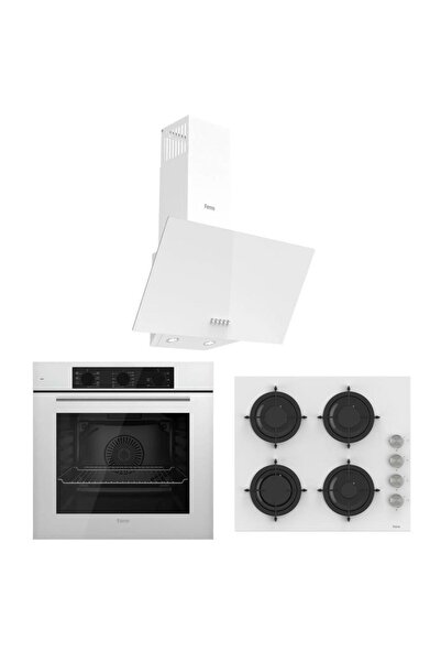 Ferre Beyaz Set ( D087 Beyaz Davlumbaz -CS206 Beyaz Ocak- QBL62CB Beyaz Fırın )