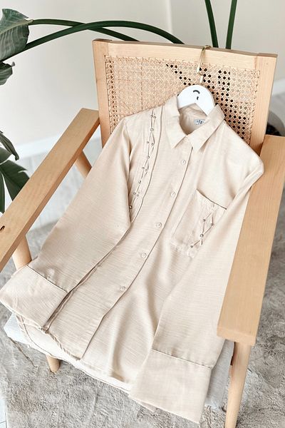Gizce Kram Beige Tunic