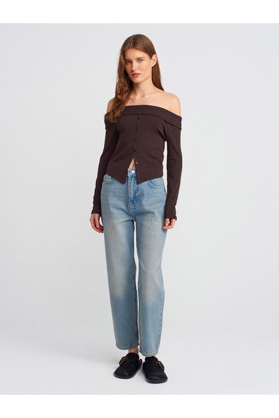 Dilvin 31400 Κουμπιά ώμου-ανοιχτό μπαλάκι-σκούρο καφέ