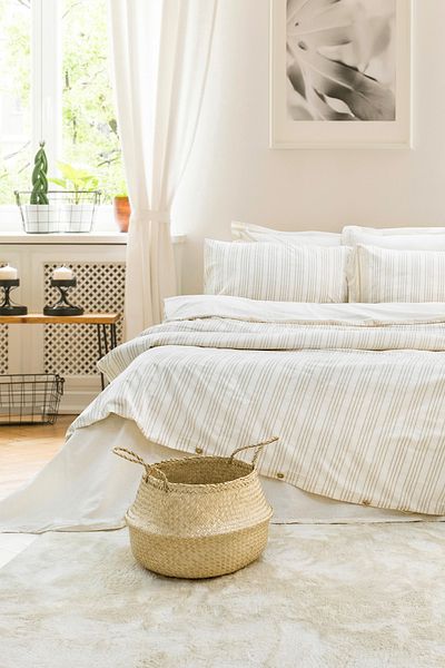 Vionel Home Σετ Παπλωματοθήκη Τοσκάνης 100% Βαμβακερό Διπλό Ριγέ Φυσικό Μπεζ