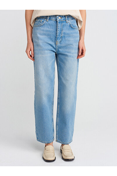 Dilvin 71350 Pantaloni din denim relaxat Tint Wash-albastru deschis